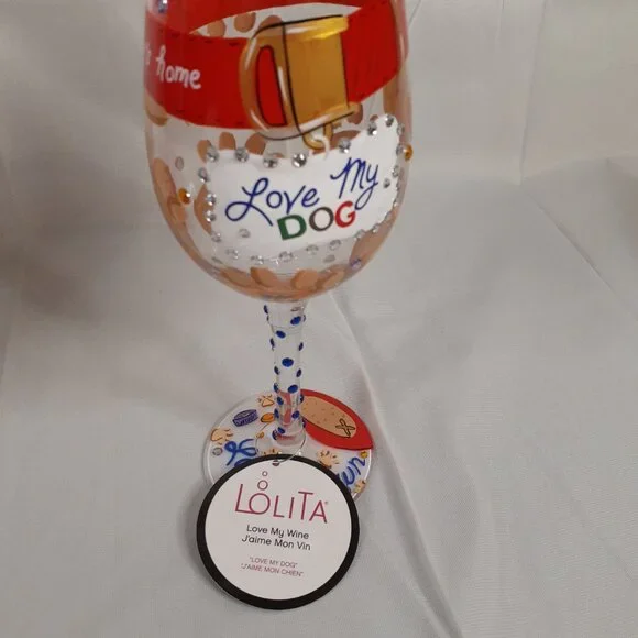 Lolita "Love My Dog" Wine Glass - Picture 4 of 6